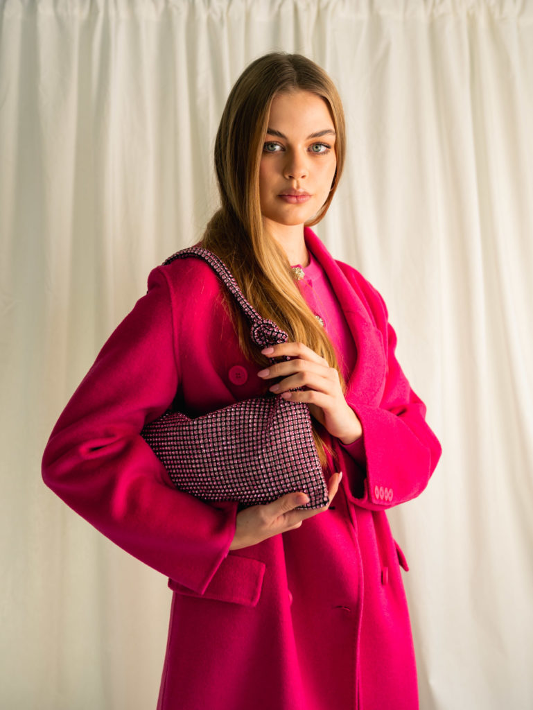 Štrasová kabelka pink