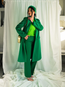 Vlnený kabát green
