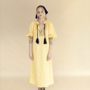 Preľude šaty Toccata žlté s čiernou výšivkou